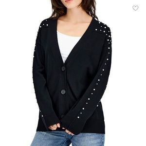 I.N.C International Pearl Studded Cardigan